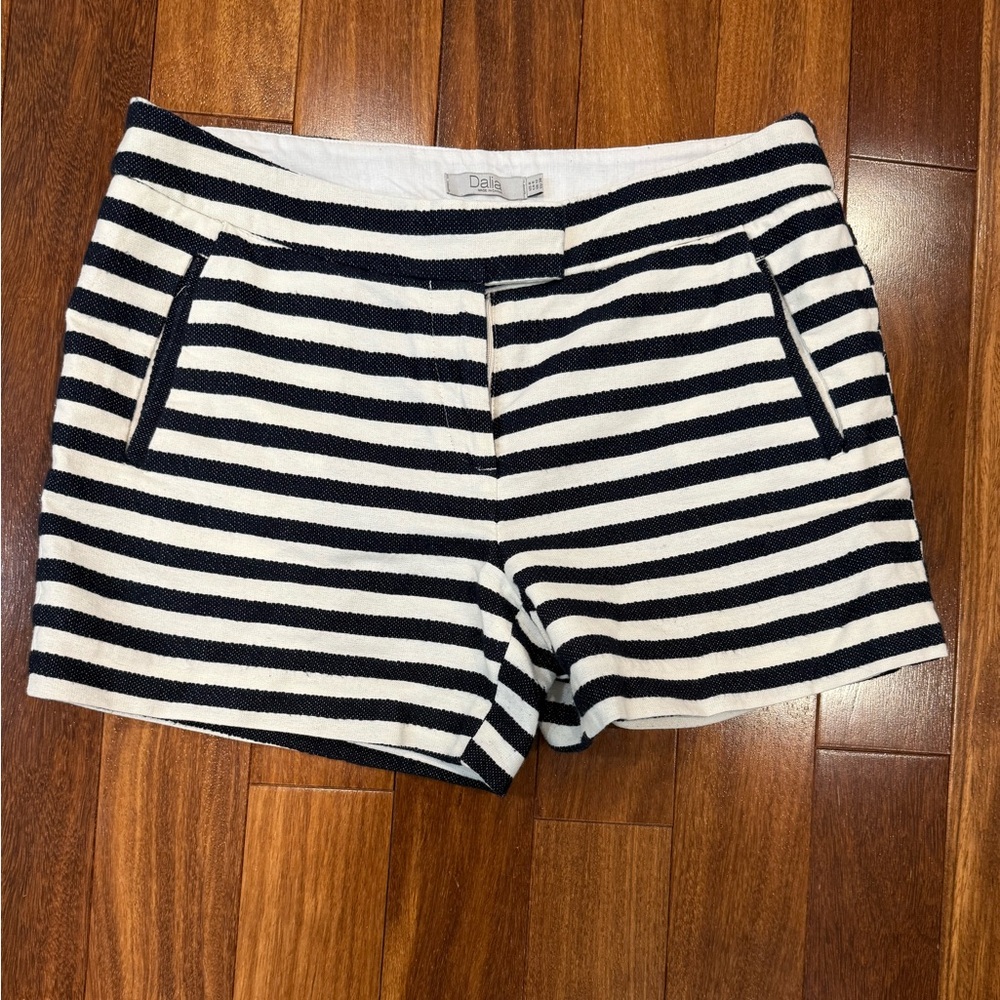 Dalia Dark Navy and White Stripe Shorts Nautical-Inspired